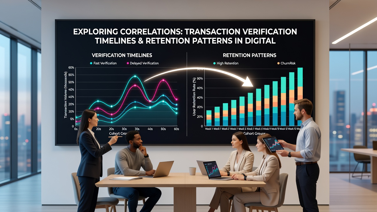 Analytics dashboard displaying correlation charts between verification speed and user retention metrics