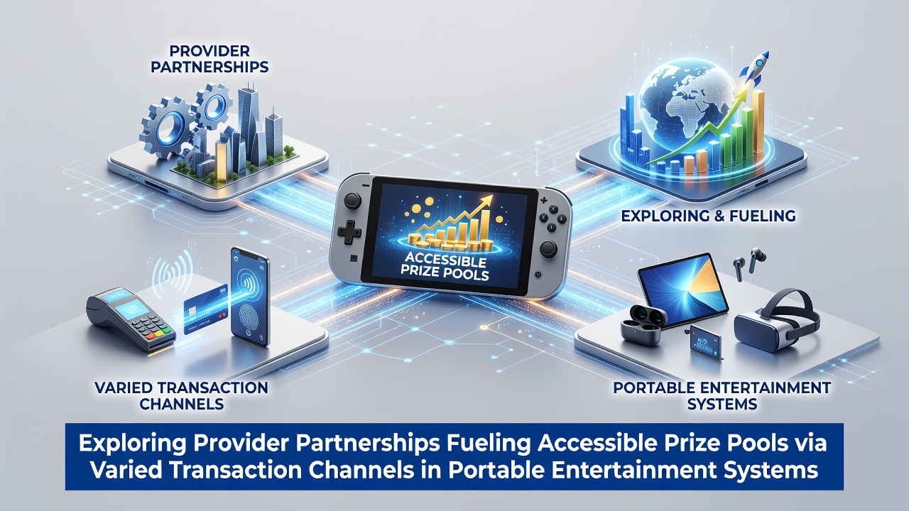 Illustration of provider partnerships connecting mobile gaming platforms with diverse transaction channels for prize pools