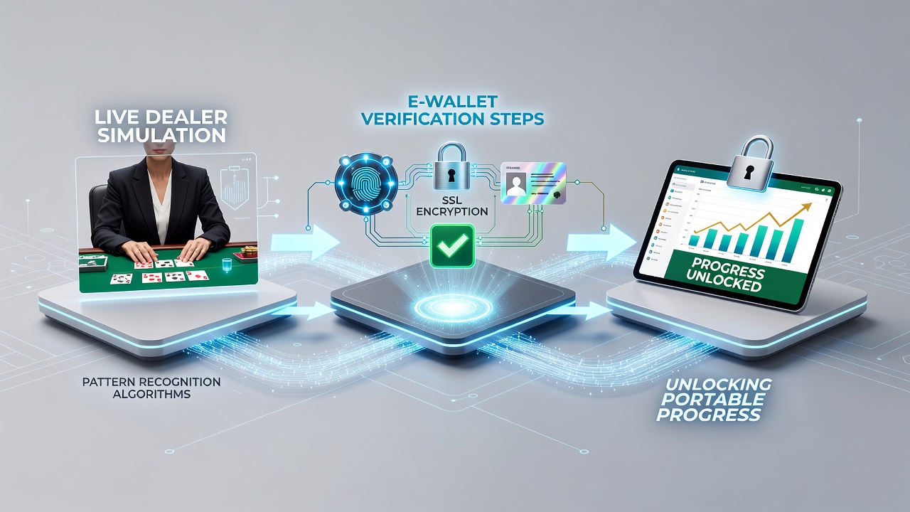 Diagram depicting data flows between e-wallet systems and progressive jackpot networks in mobile live dealer environments