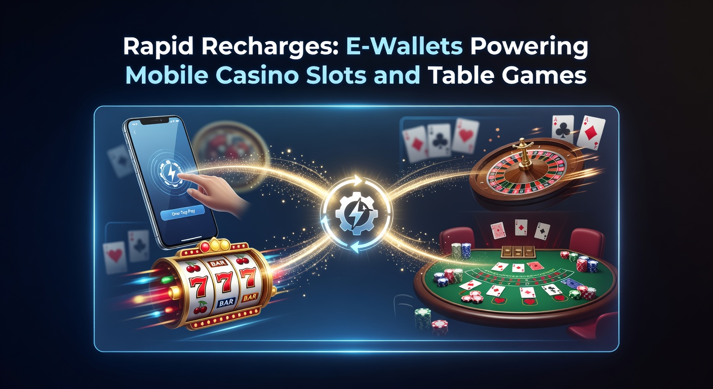 Smartphone displaying a mobile casino app with e-wallet deposit options open, slots and table games visible in the background