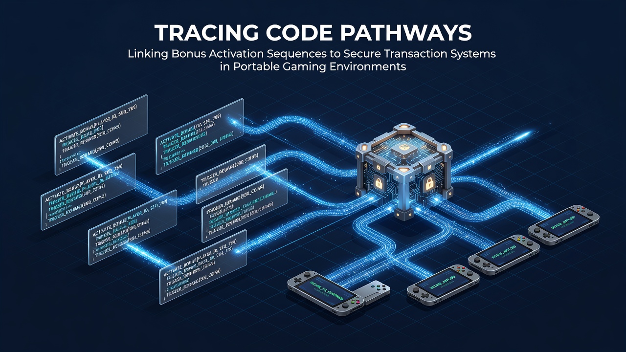 Code pathway diagram showing bonus activation flows into secure mobile transaction modules