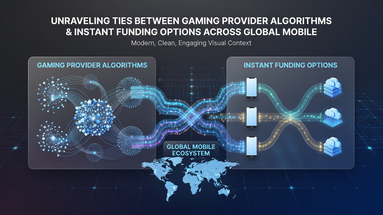 Diagram showing interconnected algorithms linking gaming software to instant funding across mobile networks